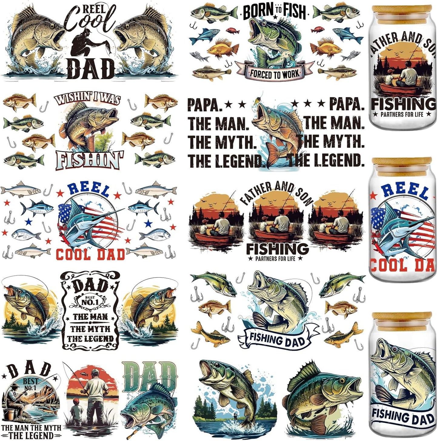 1.5 LB Father's Day Sticker GUMMY PLASTIC REUSABLE JAR with Fishing Pole Food Pick