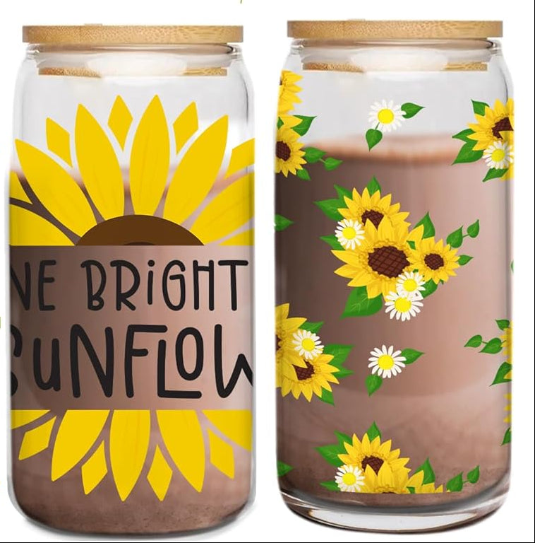 1 LB GUMMY Glass JAR, Wooden Lid with Tumbler Sticker