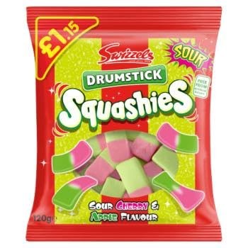 Swizzels Squashies Drumsticks-Sour Apple & Cherry (Gluten Free)