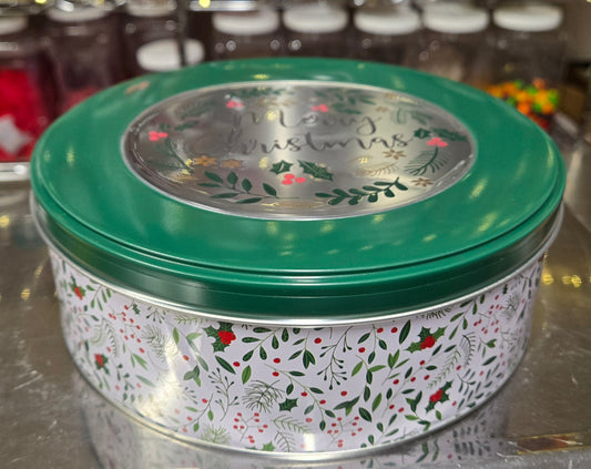 3 lb GUMMY Green Round Merry Christmas TIN!