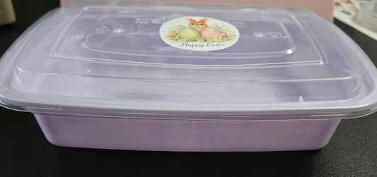 1 lb CHOCOLATE Easter Reusable Container with Round Easter Sticker