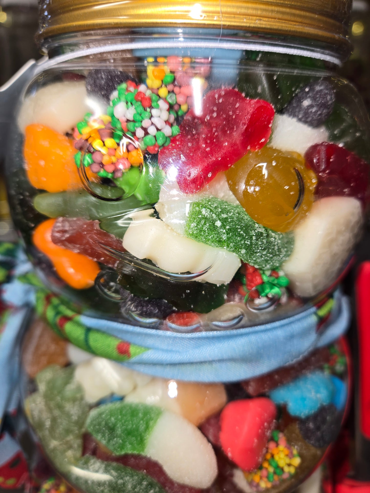 5 lb GUMMY Christmas Snowman JAR with Mitten Tongs!