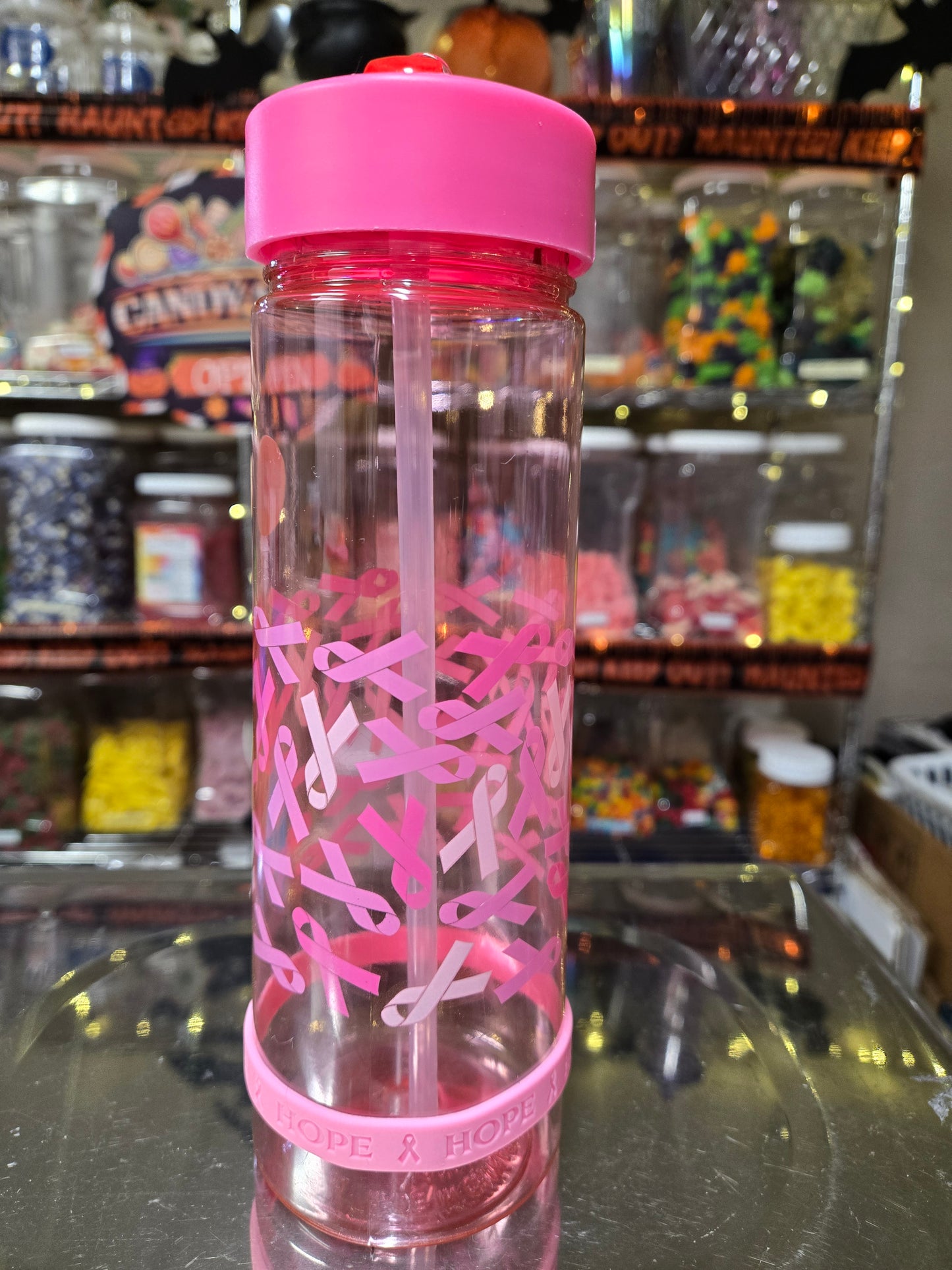 1 lb Breast Cancer Awareness Water Bottle with Donation to Breast Cancer Association!