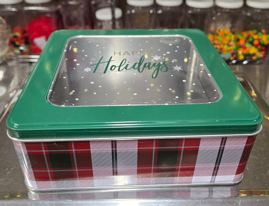 3 lb COMBO Chocolate and Gummy Green Happy Holidays TIN!