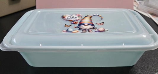 1.5 lb CHOCOLATE Easter Teal Reusable Container with Tumbler Sticker