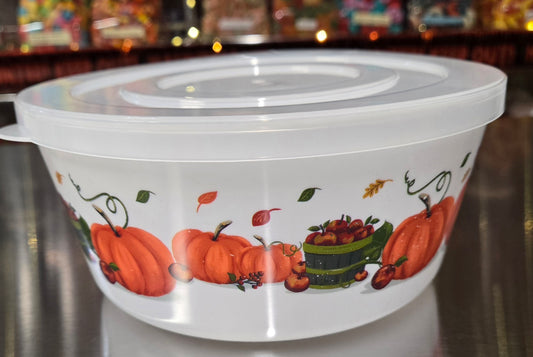 3 LB Pumpkin or Mushroom Bowl with Lid-Reusable