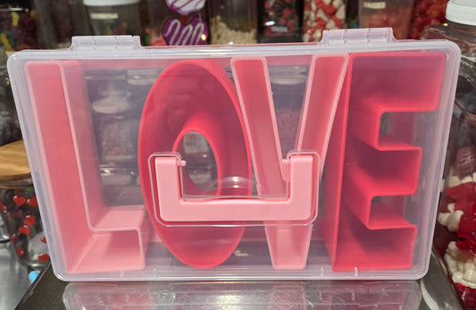 3 lb Pink and Red LOVE Rectangle Snacklebox