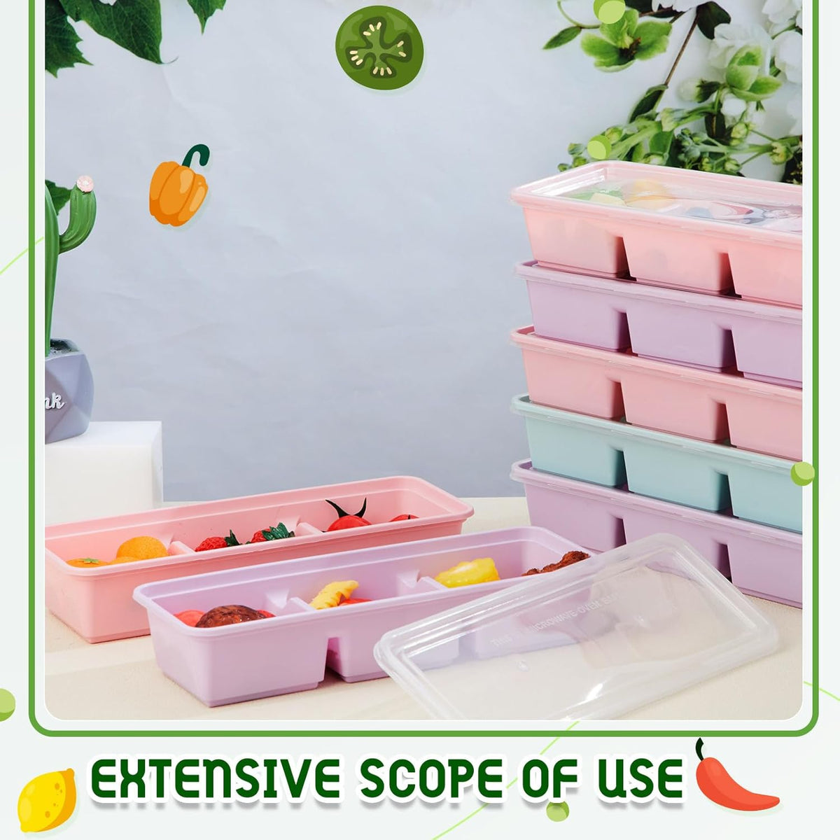 12 oz Gummy-3 Slot Reusable Snack Containers-3 Colors