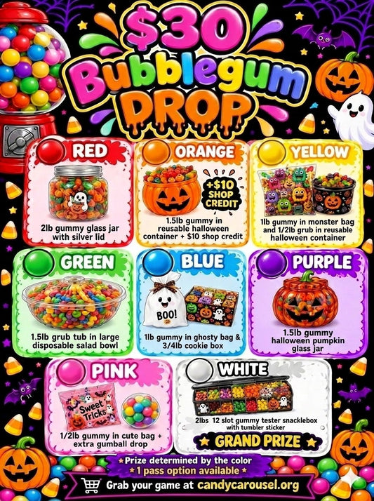 $30 GUMMY Bubble Gum Drop Game! UPDATED 9/25