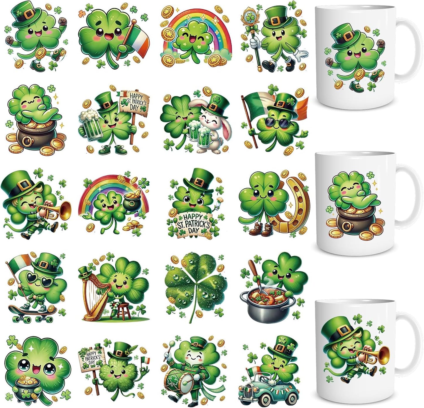 1 LB GUMMY Glass JAR, Wooden Lid with St. Patty's Day Tumbler Sticker