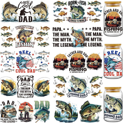 1.5 LB Father's Day Sticker GUMMY PLASTIC REUSABLE JAR with Fishing Pole Food Pick