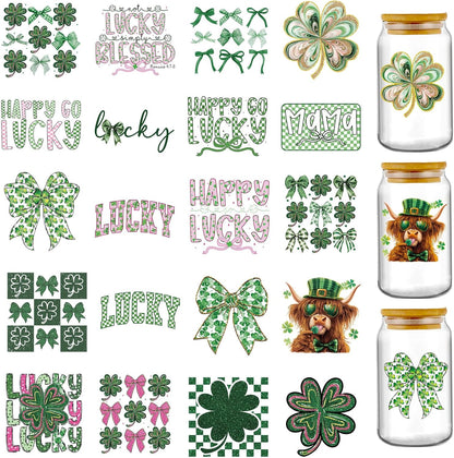 1 LB GUMMY Glass JAR, Wooden Lid with St. Patty's Day Tumbler Sticker