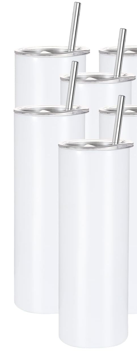 1 lb Gummy Bag With 20 oz White Stainless Steel Skinny Tumbler with Transfer Sticker