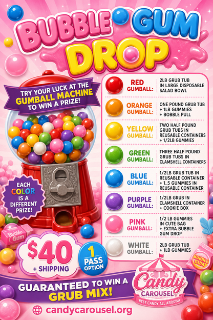 $40 GRUB TUB Bubble Gum Drop Game!