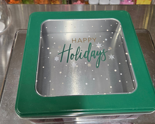 3 lb COMBO Chocolate and Gummy Green Happy Holidays TIN!