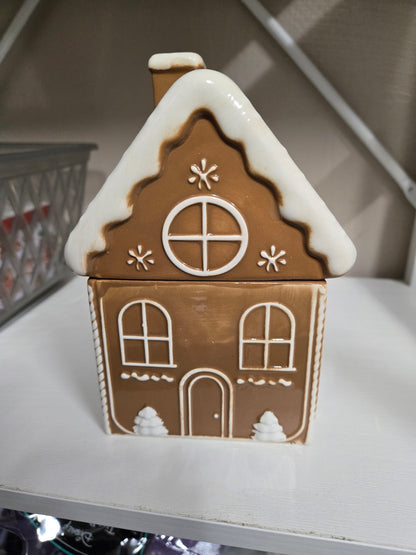 1 lb Gummy Bag and Gingerbread House Ceramic Candy Jar