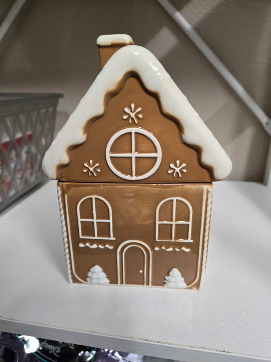 1 lb Gummy Bag and Gingerbread House Ceramic Candy Jar