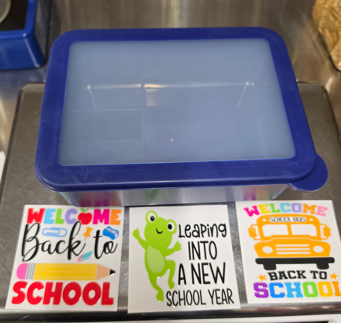 1 lb COMBO BLUE Bento School Lunch Box with Tumbler Sticker