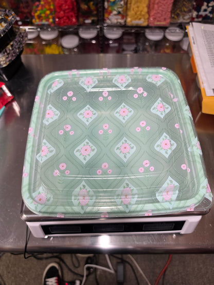 1.5 LB GRUB Mint & Pink Flower Large Reusable Container