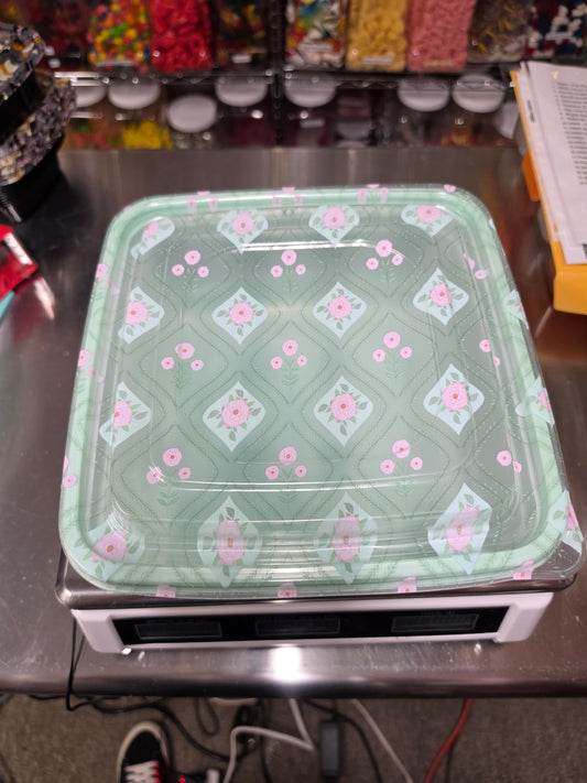 1.5 LB GRUB Mint & Pink Flower Large Reusable Container