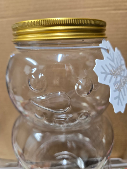5 lb GUMMY Christmas Snowman JAR with Mitten Tongs!