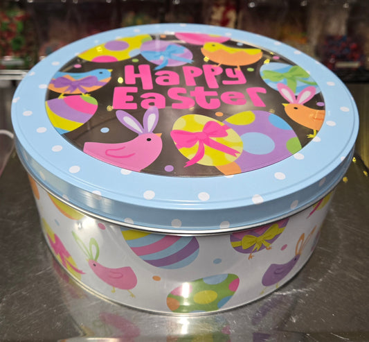 4 lb Gummy Easter Blue Chicks & Eggs LARGE ROUND TIN -Pick & Mix