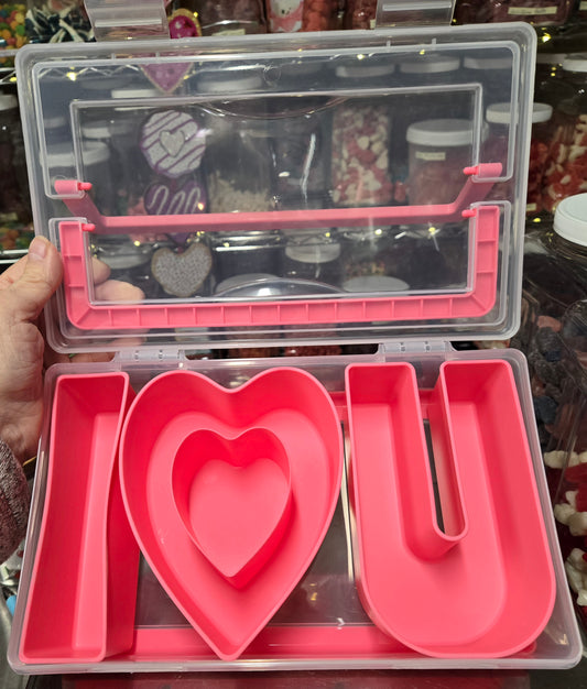 3 lb Pink I <3 U  Rectangle Snacklebox