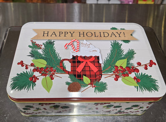 2 lb GUMMY Happy Holidays Pine and Mug TIN!