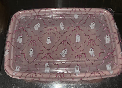 1/2 lb GRUB TUB- Pink Ghost With Bows Reusable Container
