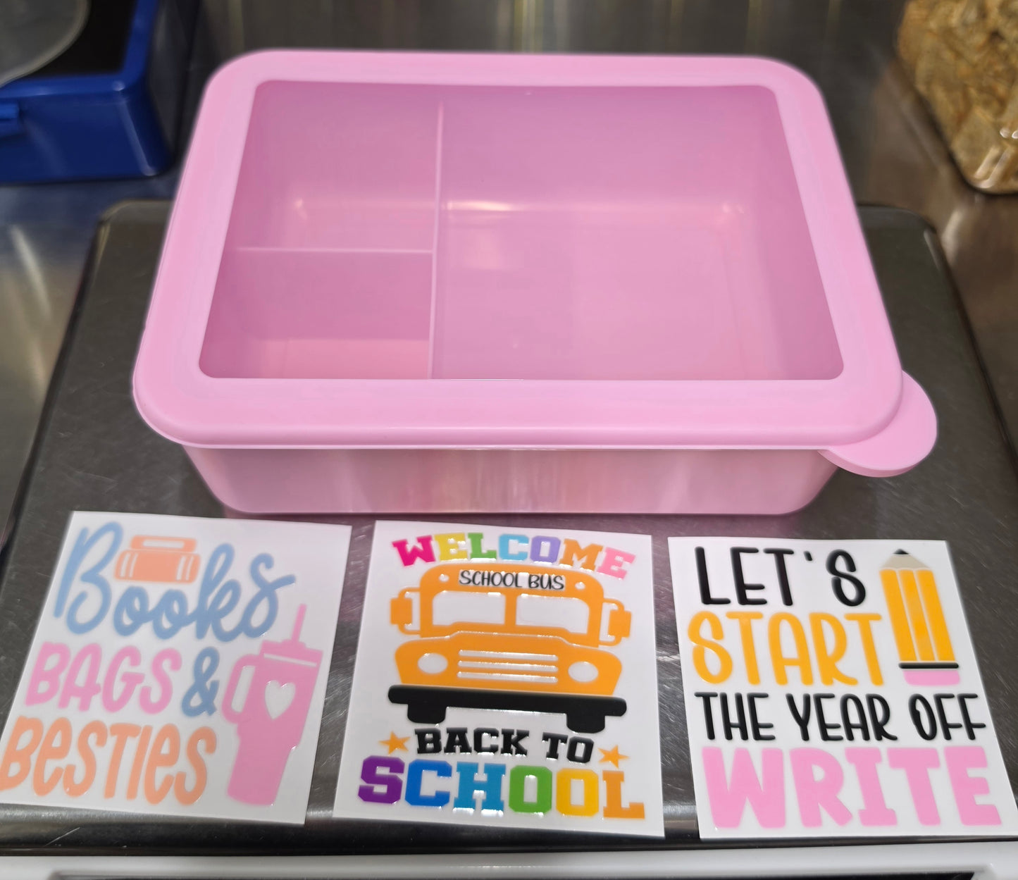 1 lb COMBO PINK Bento School Lunch Box with Tumbler Sticker