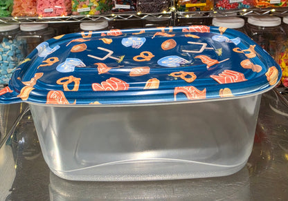 1 lb Grub Tub Football Snack Theme-Reusable Food Container-Blue Lid