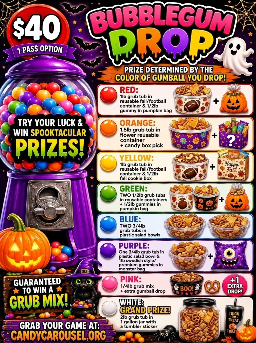 $40 GRUB TUB Bubble Gum Drop Game!