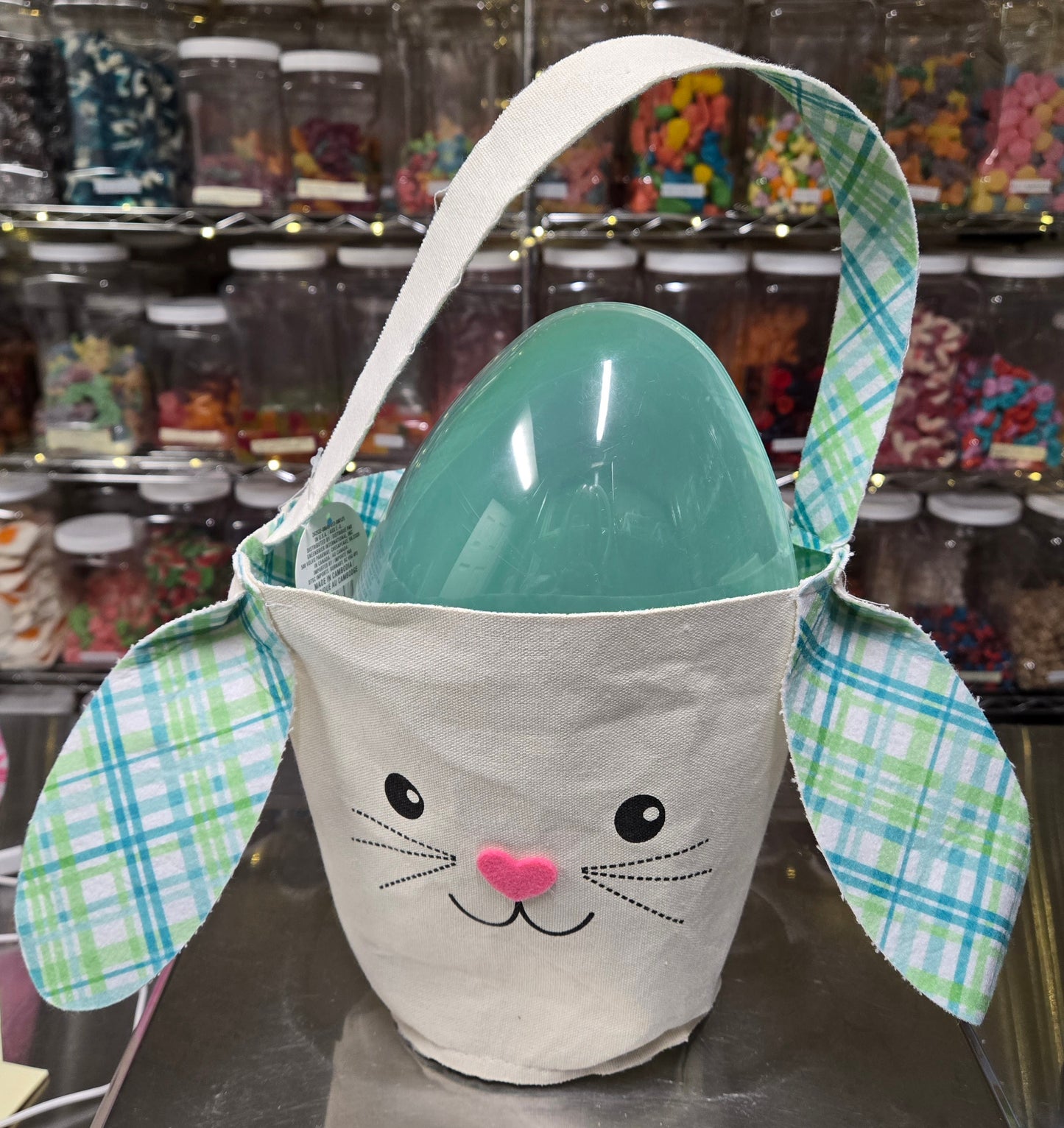 3 lb GUMMY Large Easter Egg With Fabric Bunny Bag!