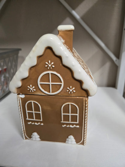 1 lb Gummy Bag and Gingerbread House Ceramic Candy Jar