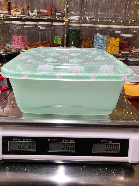 1.5 LB GRUB Mint & Pink Flower Large Reusable Container