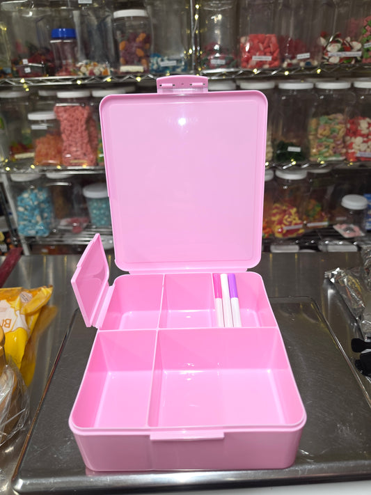 1.25 lb COMBO Pink Chalkboard Bento Lunch Box with Markers