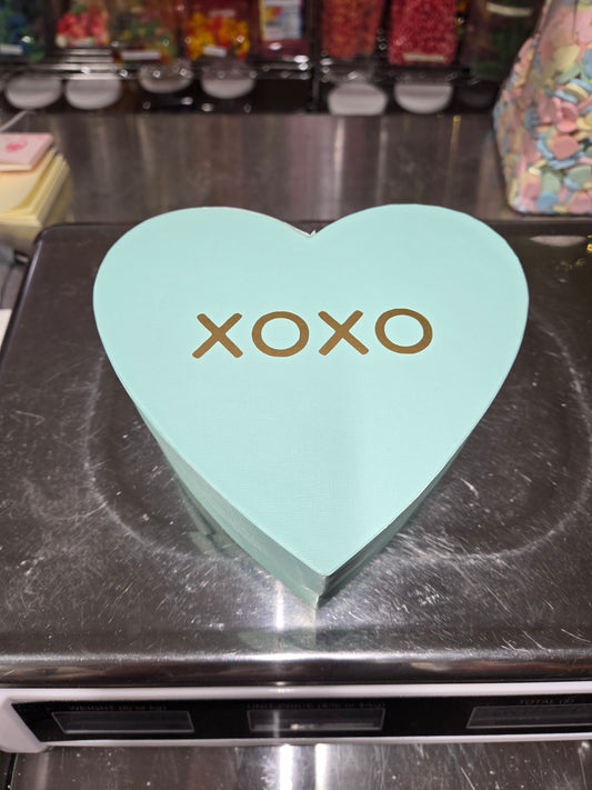 1 lb Chocolate XOXO Heart Robin Egg Blue Shaped BOX