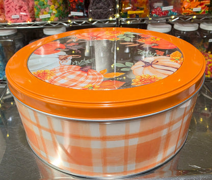 1 lb Grub Tub Round Small Multi Pumpkin Tin