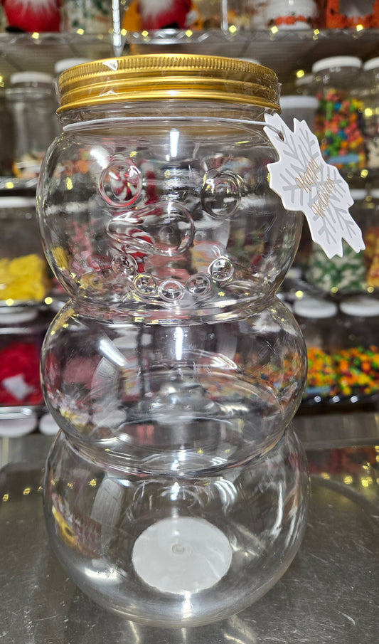 5 lb GUMMY Christmas Snowman JAR with Mitten Tongs!