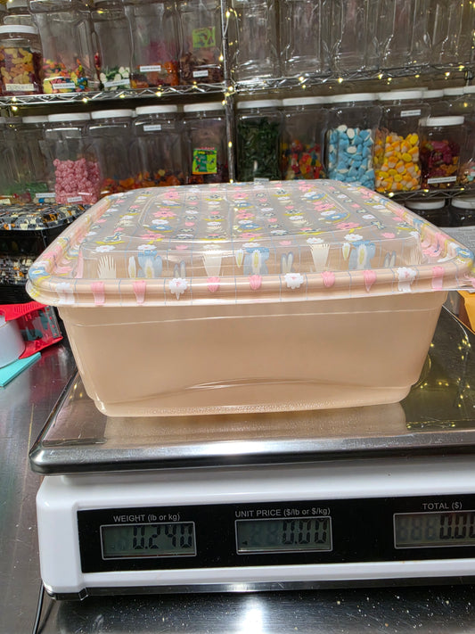 1.5 LB GRUB Pink & Blue Flower Large Reusable Container