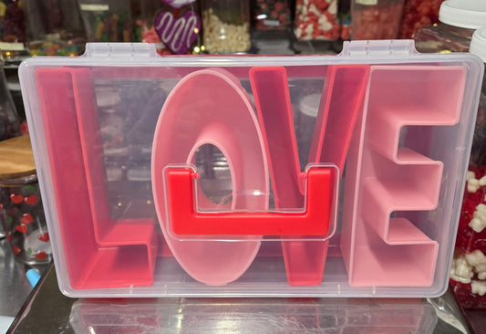 3 lb Pink and Red LOVE Rectangle Snacklebox