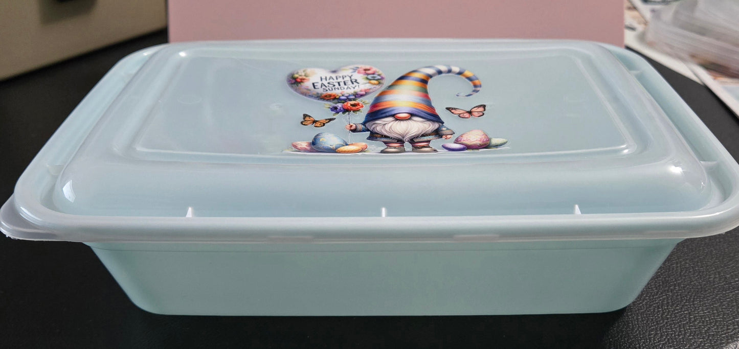 1.5 lb CHOCOLATE Easter Teal Reusable Container with Tumbler Sticker