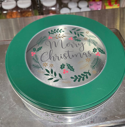 3 lb GUMMY Green Round Merry Christmas TIN!
