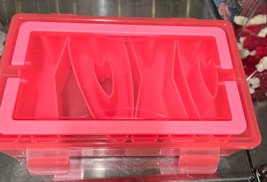 3 lb Red XOXO Heart O's Rectangle Snacklebox With Pink Handles