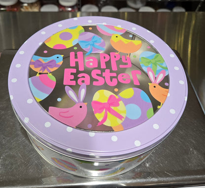 2 lb GUMMY Easter Light Purple Chicks & Eggs MEDIUM ROUND TIN -Pick & Mix